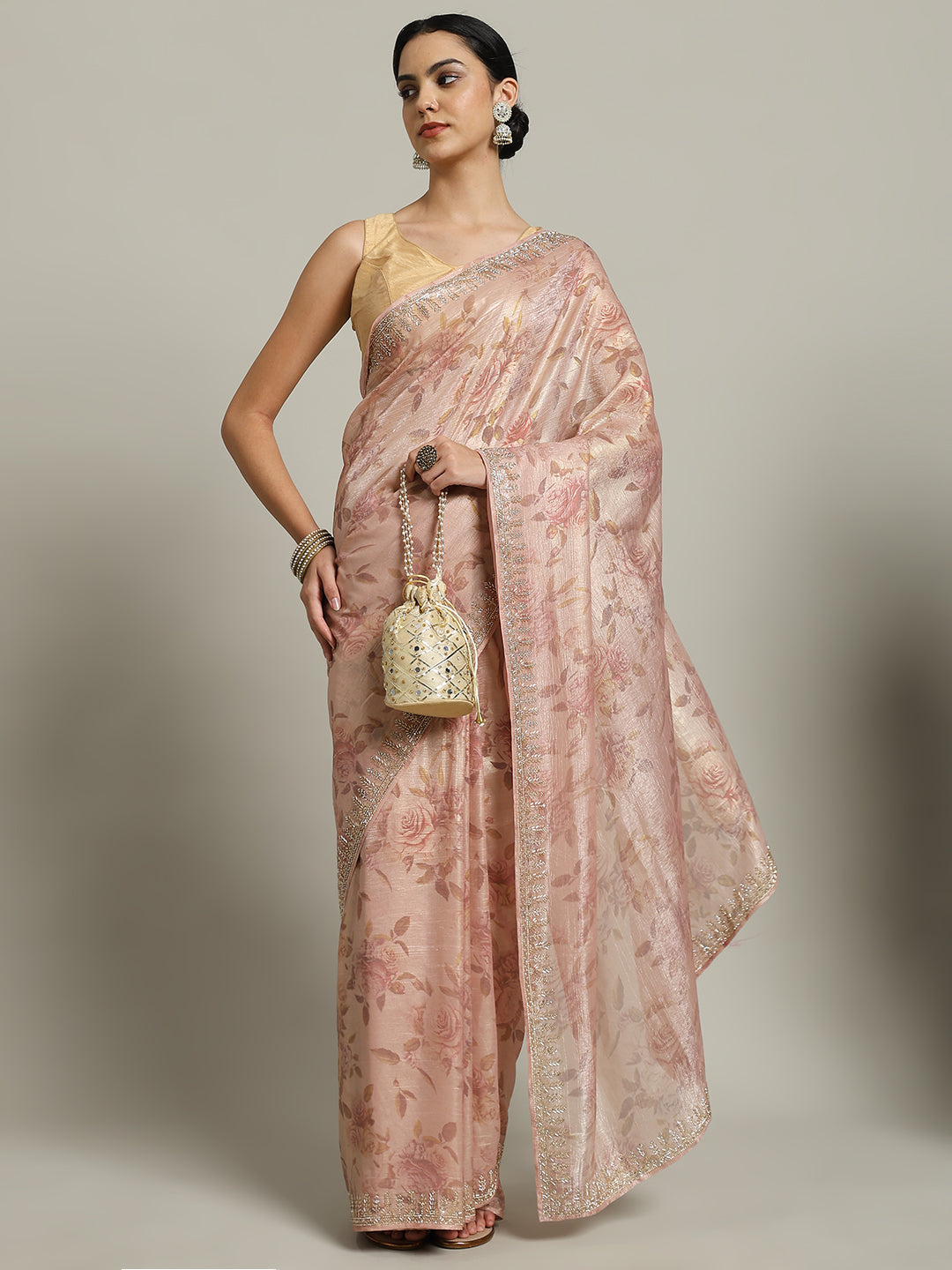 Cutdana Embroidered Chiffon Saree