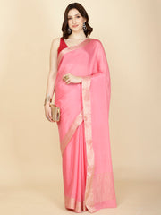 Plain Zari Border Crepe Saree