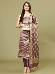 Woven Chanderi Unstitched Suit With Dupatta