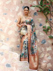 Digital Floral Printed Handloom Saree