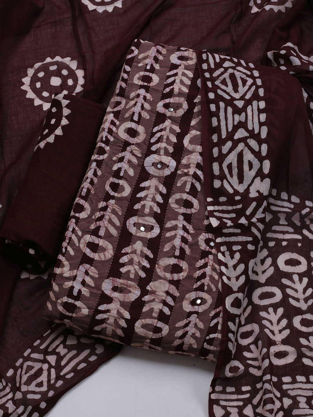 Printed Cotton Blend Unstitched Suit With Dupatta