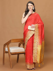 Zari Border Booti Art Silk Woven Saree