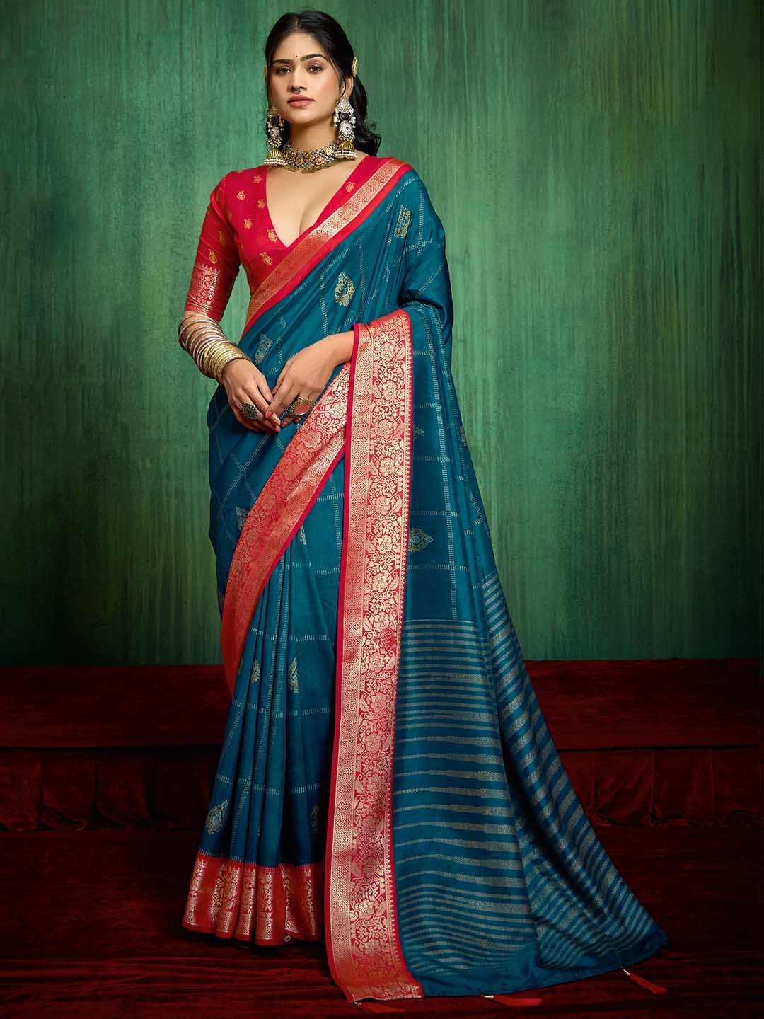 Abstract Printed Art Silk Saree