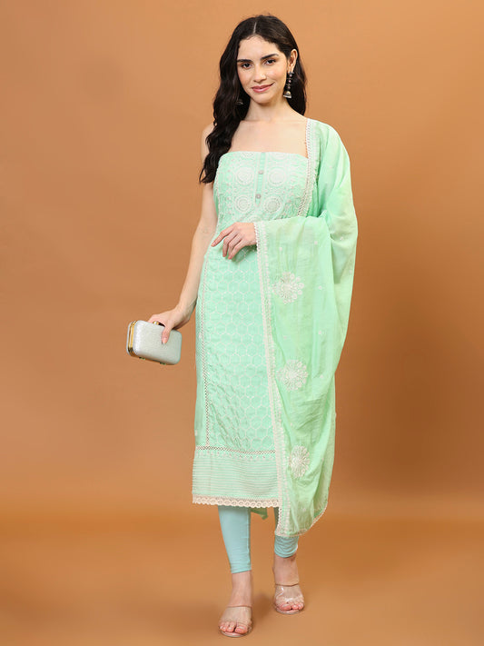 Neck Embroidered Muslin Unstitched Suit Piece With Dupatta