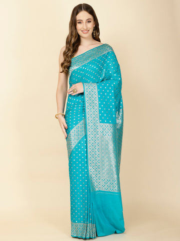 Zari Border Booti Woven Crepe Saree