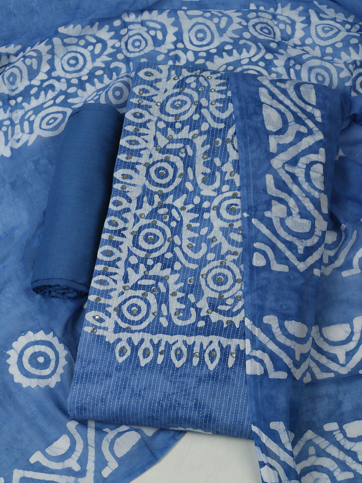 Printed Cotton Unstitched Kurta With Pant &amp; Dupatta
