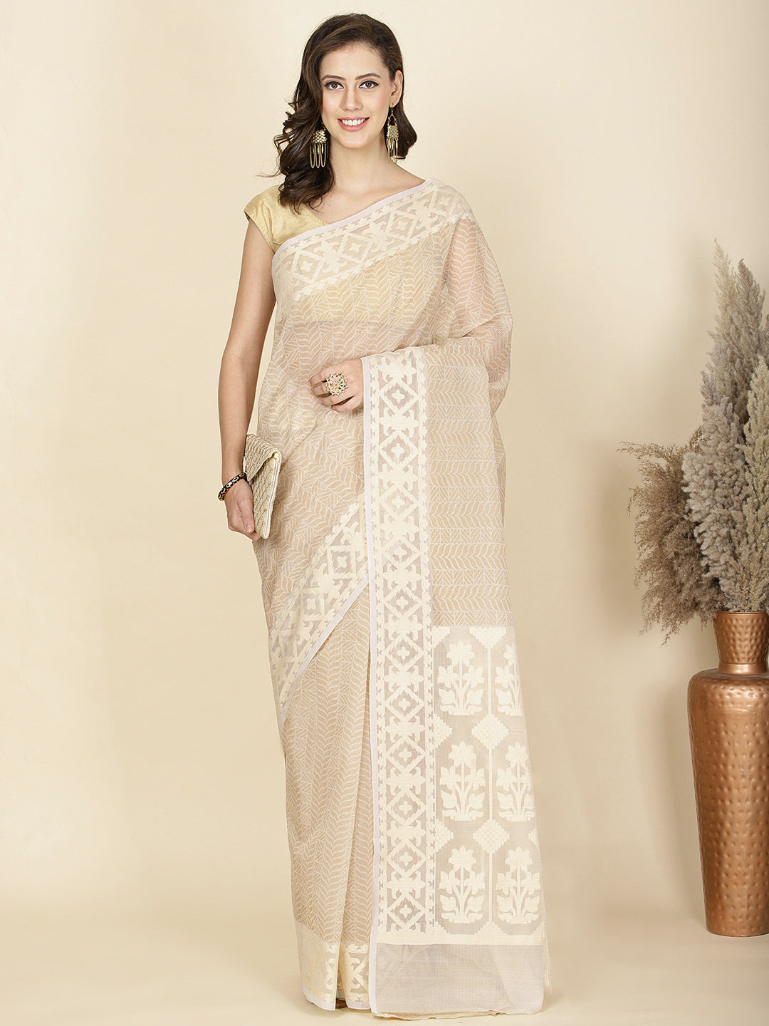 Abstract Printed Cotton Saree