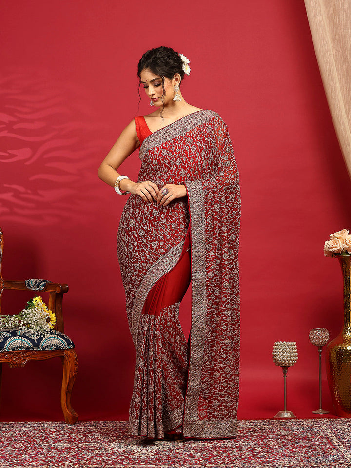 Embroidered Georgette Saree