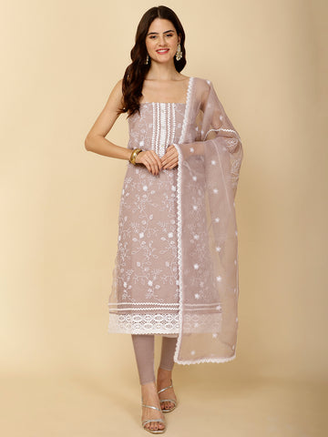 Embroidery Cotton Unstitched Suit Piece With Dupatta