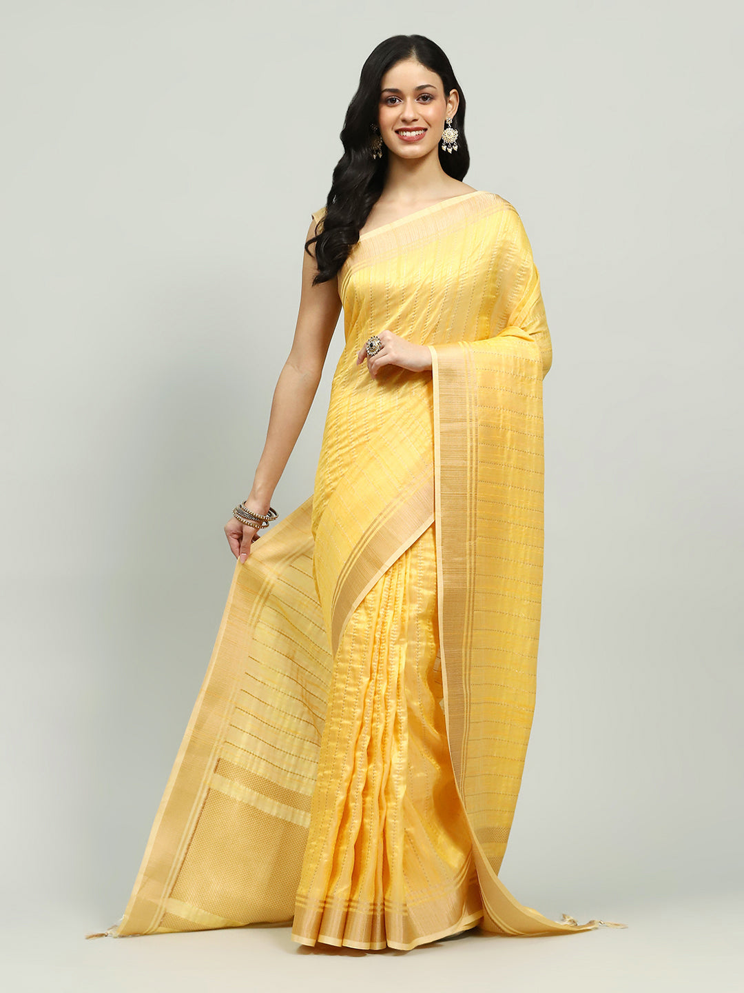 Embroidered Border Booti Art Silk Saree