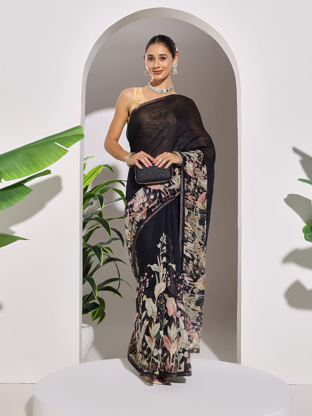 Printed Cotton Blend Saree