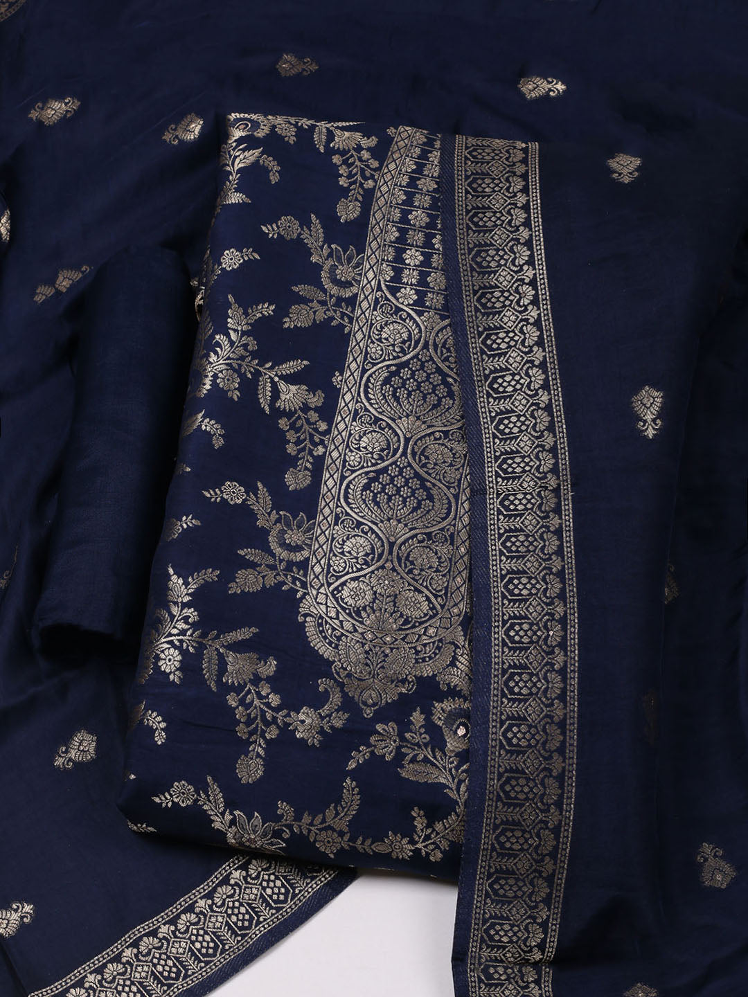 Woven Design Chanderi Unstitched Suit With Dupatta