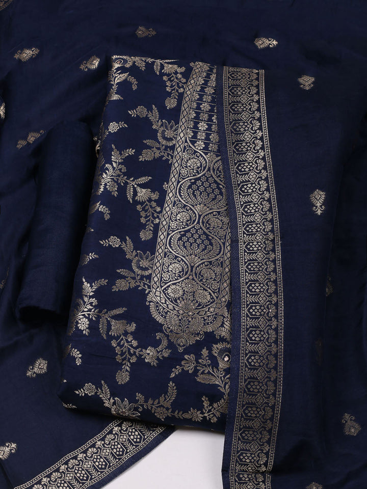 Woven Design Chanderi Unstitched Suit With Dupatta