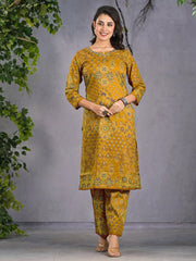 Printed Cotton Blend Kurta With Pants