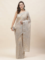 Resham Jaal Embroidery Organza Saree