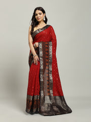 Digital Printed Cotton Blend Woven Saree