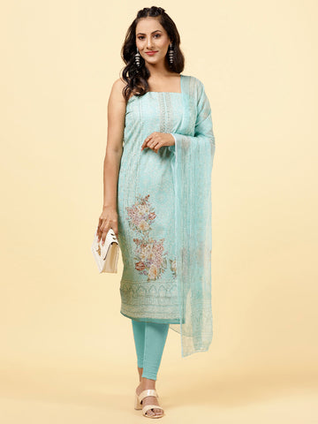 Printed Cotton Unstitched Suit Piece With Dupatta