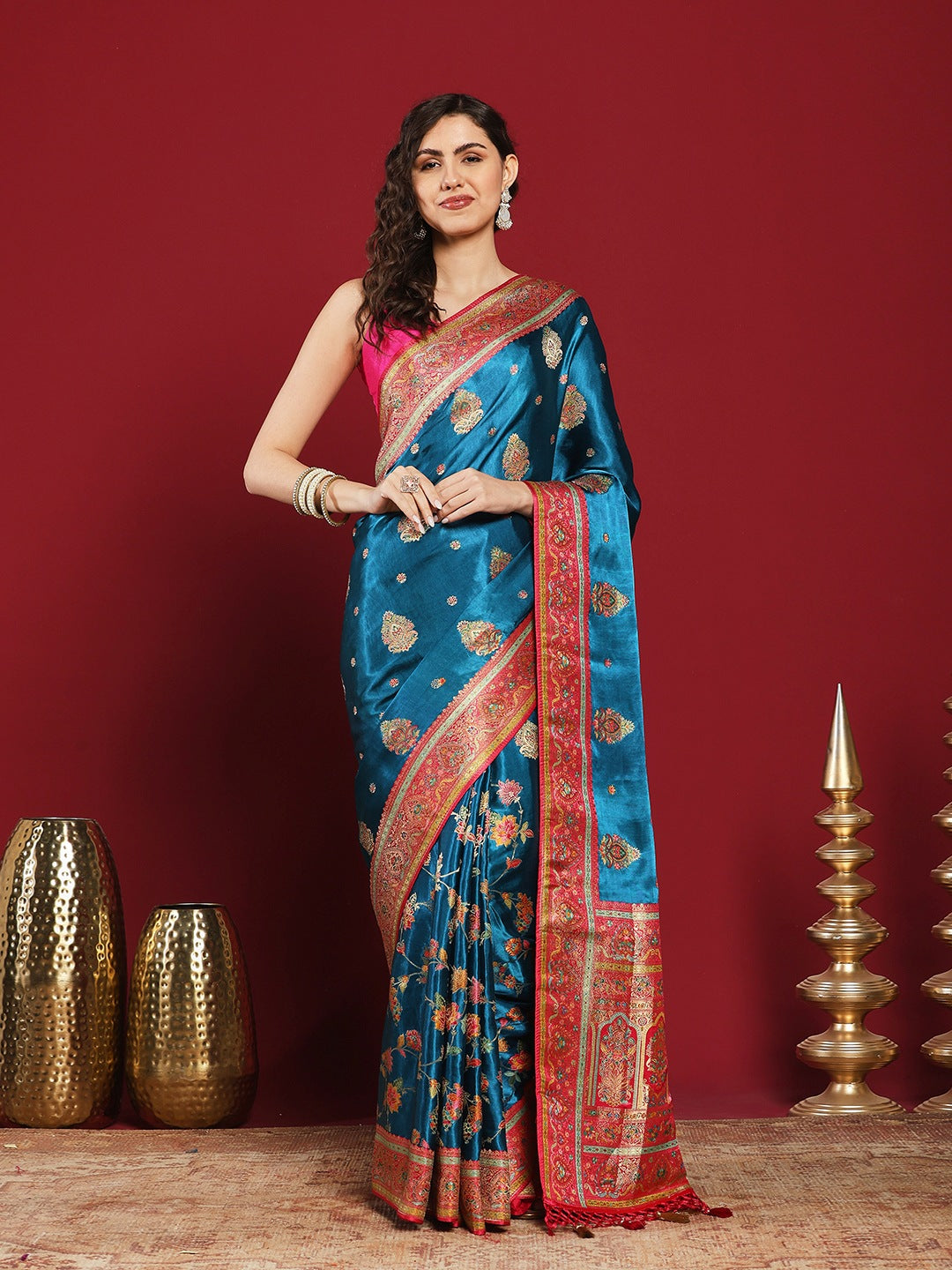 Woven Design Satin Saree