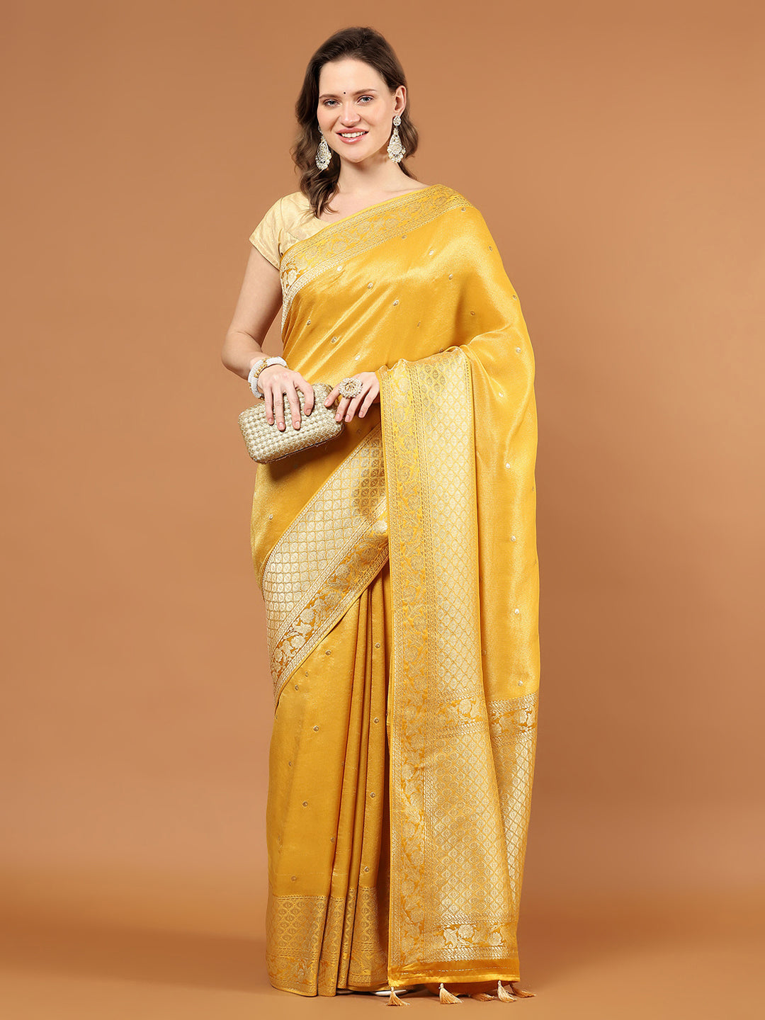 Zari Border Woven Satin Saree