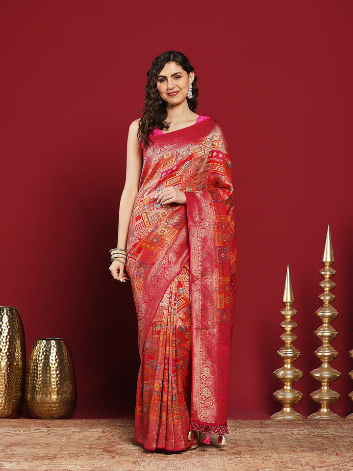 Woven Design Satin Saree