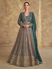 Embroidered Georgette Suit With Pant & Dupatta