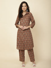 Abstract Printed Cotton Kurta With Pants