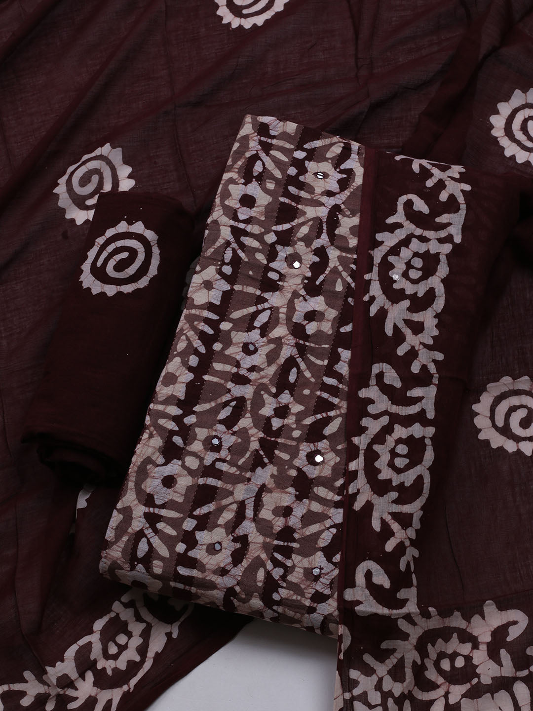 Printed Cotton Blend Unstitched Suit With Dupatta