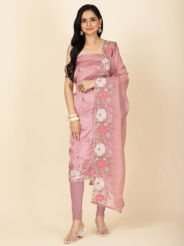 All Over Embroidery Georgette Unstitched Suit With Dupatta