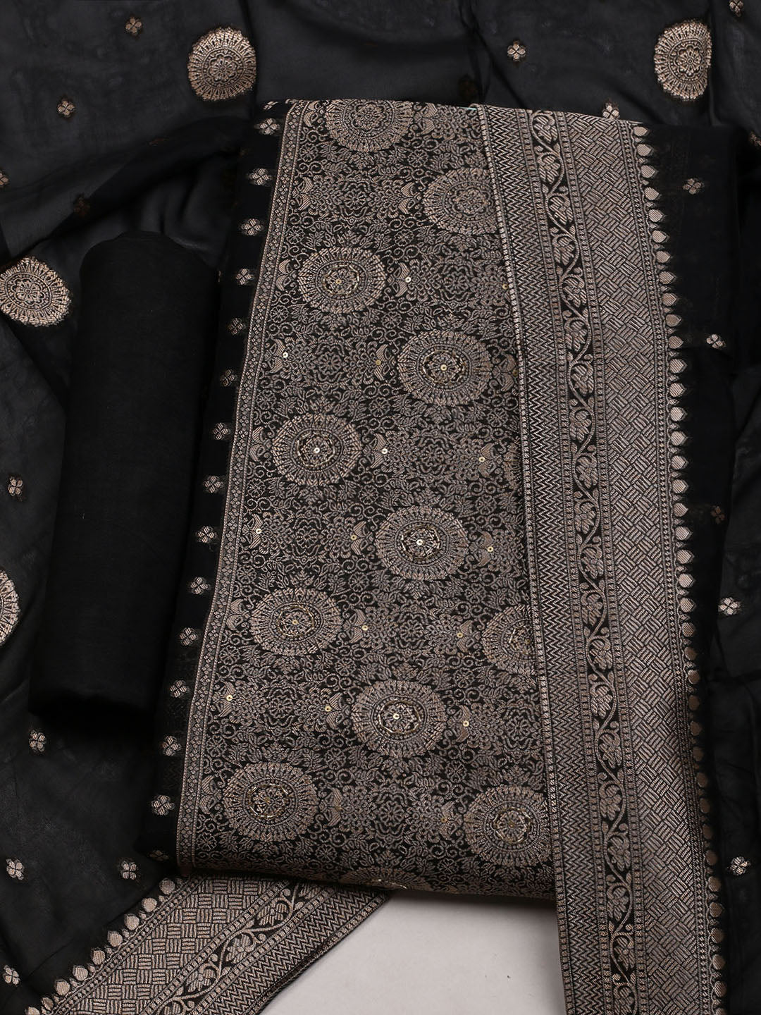 Woven Chanderi Unstitched Suit With Dupatta