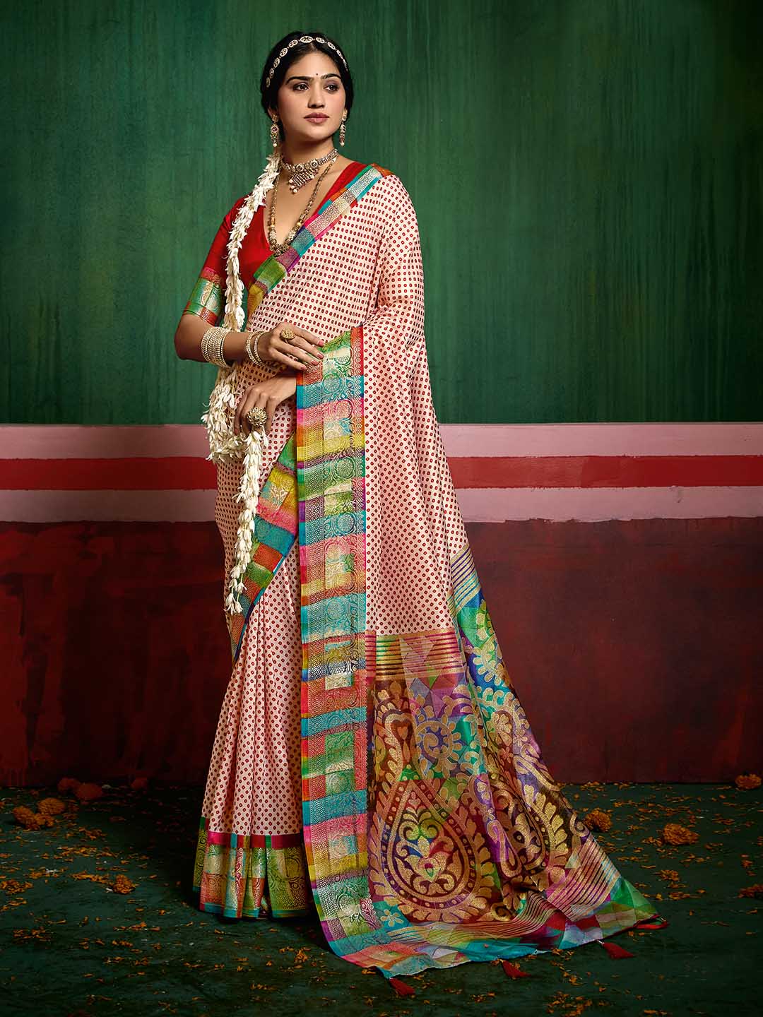 Bandhani Printed Art Silk Saree