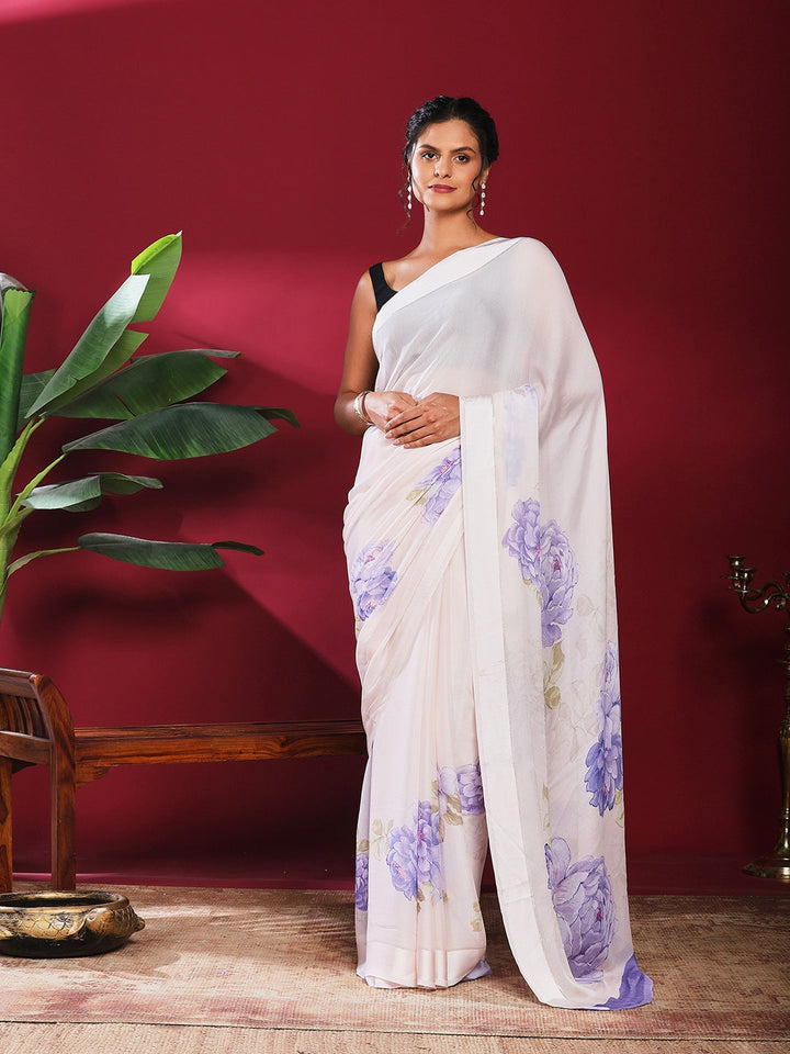 Floral Printed Crepe Saree