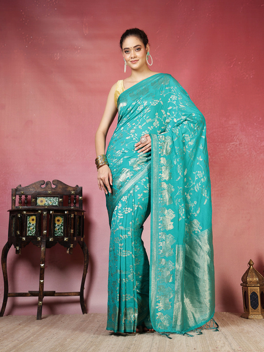 Embroidered Crepe Saree
