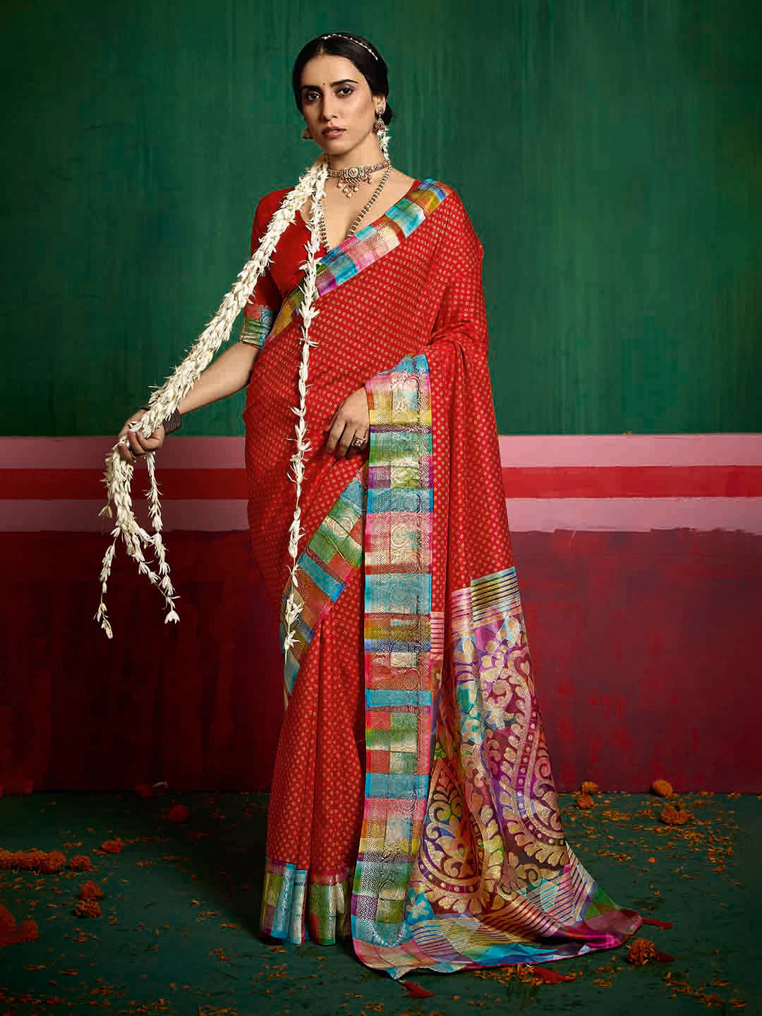 Bandhani Printed Art Silk Saree