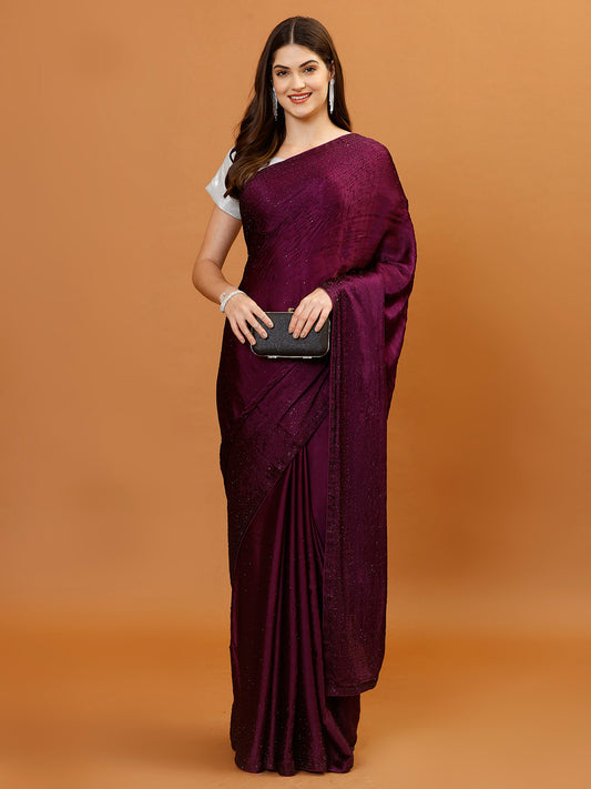 Stone Booti Chinon Woven Saree