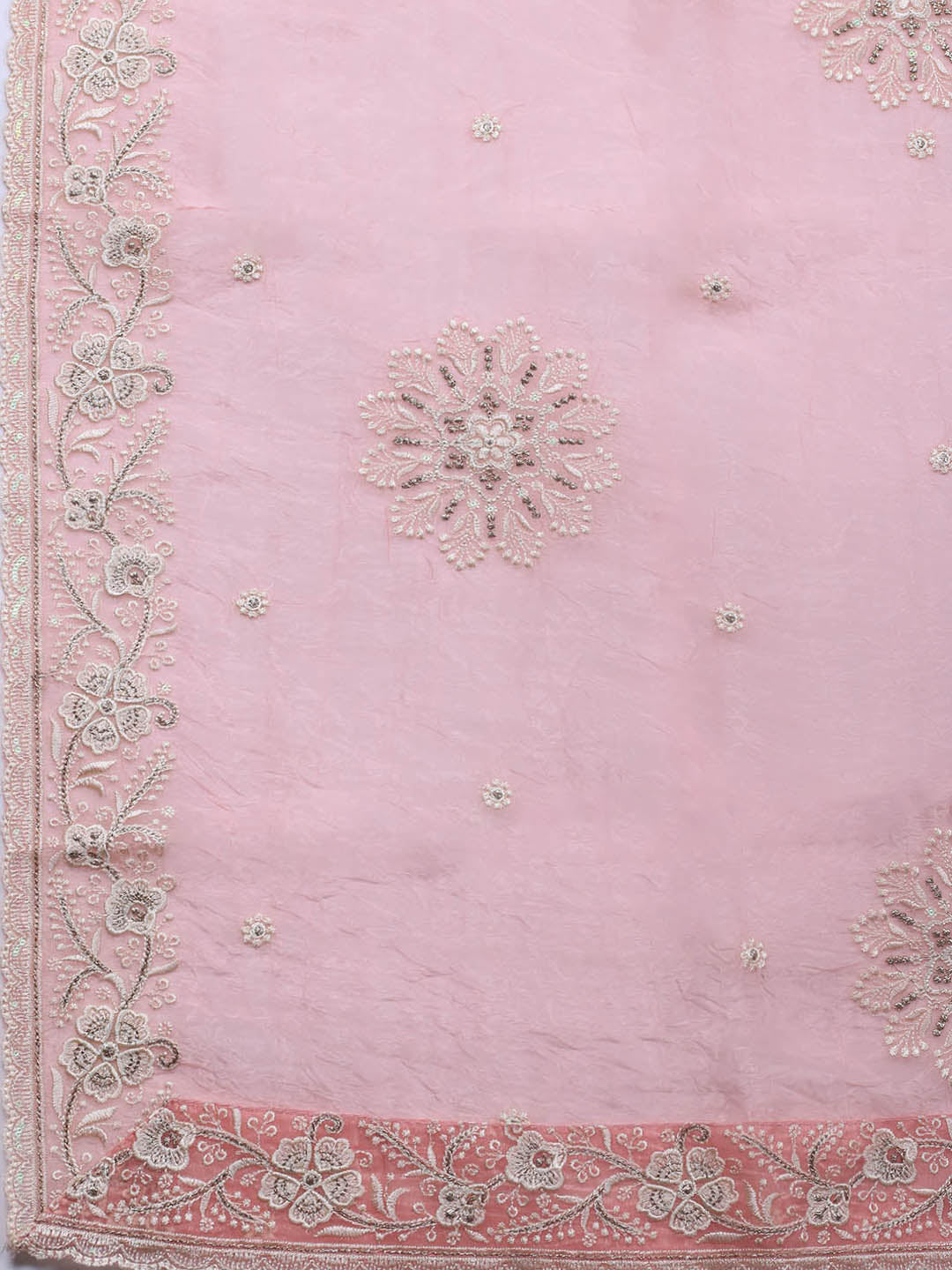 Neck Embroidery Organza Unstitched Suit Piece With Dupatta