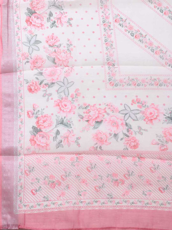 Patch Neck Linen Unstitched Suit Piece With Dupatta