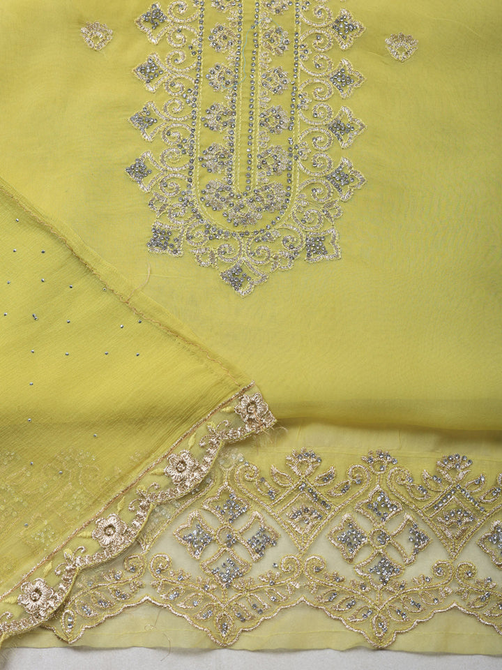 Embroidered Cotton Unstitched Suit With Pant &amp; Dupatta
