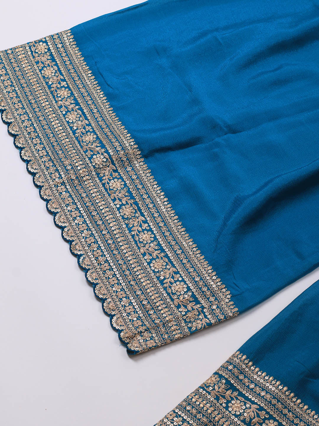 Embroidered Art Silk Unstitched Suit Piece With Dupatta