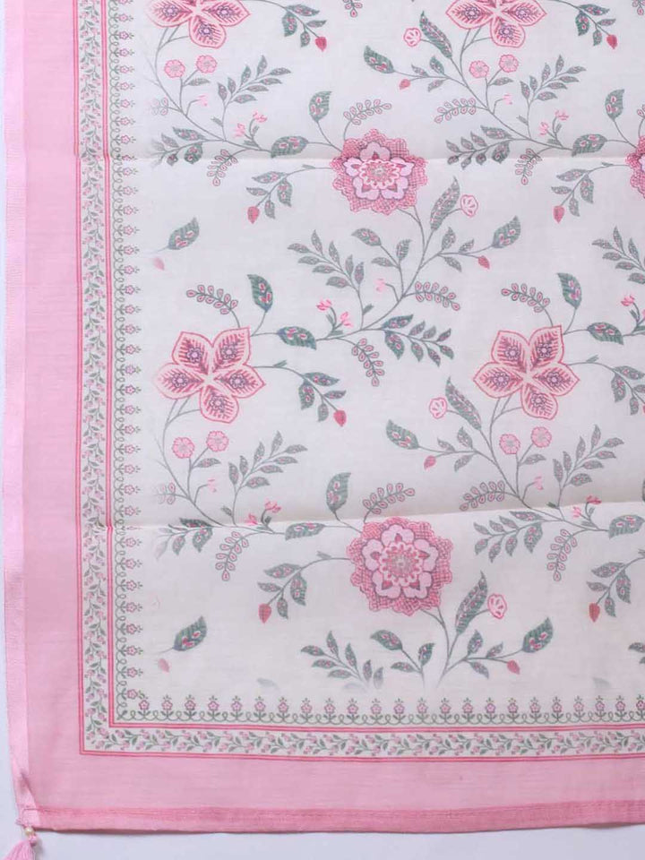 Patch Neck Linen Unstitched Suit Piece With Dupatta