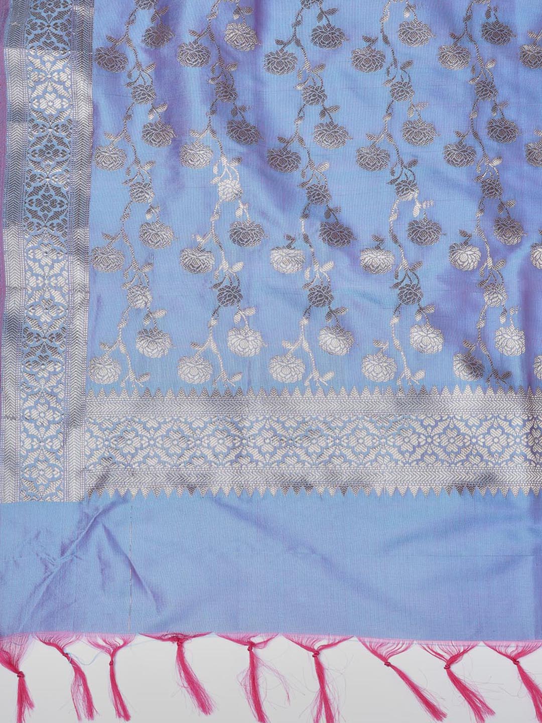 Floral Woven Booti Chanderi Unstitched Suit With Dupatta