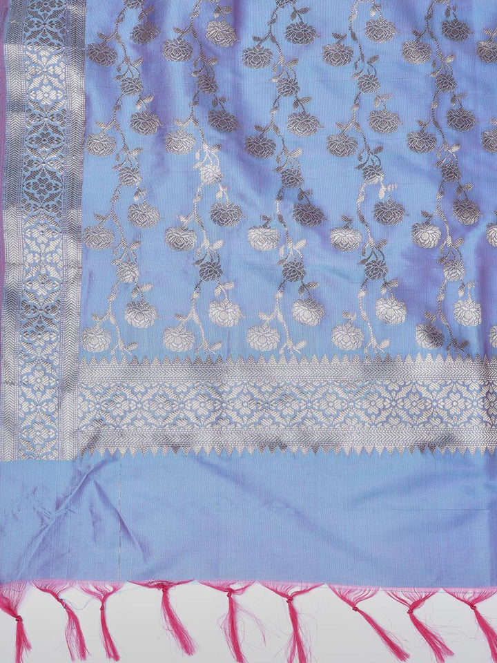 Floral Woven Booti Chanderi Unstitched Suit With Dupatta
