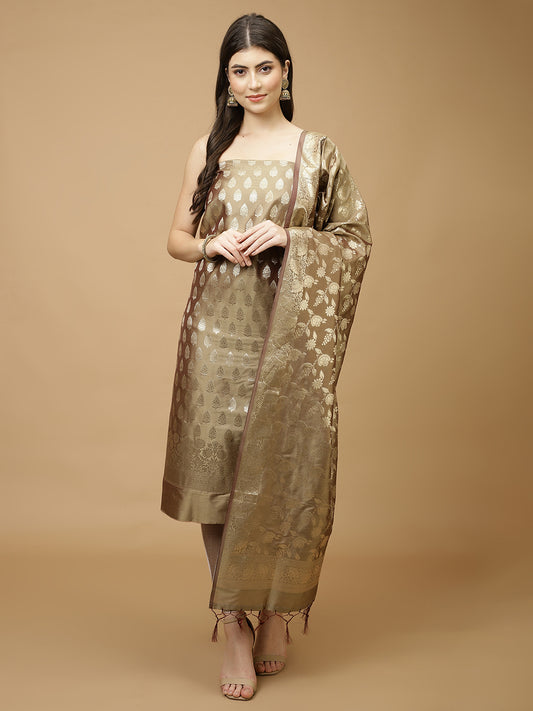 Woven Chanderi Unstitched Suit Piece With Dupatta