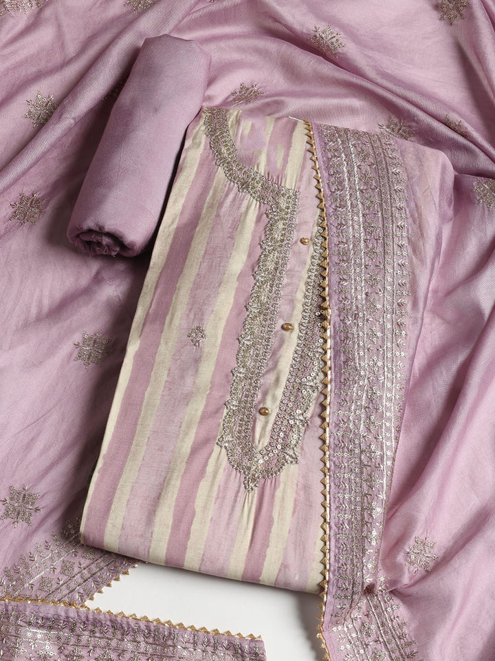 Sequence Work Chanderi Unstitched Suit With Dupatta