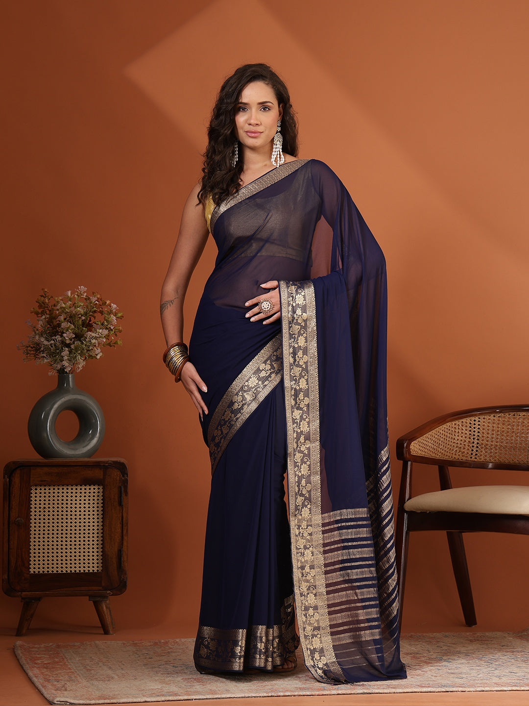 Plain Chiffon Saree