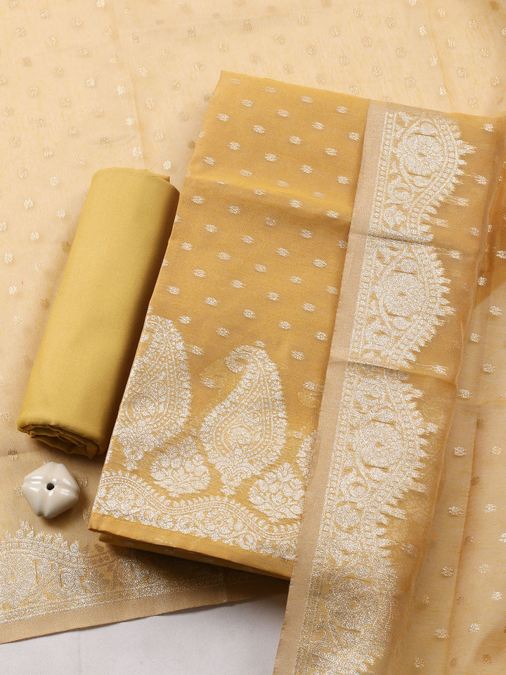 Woven Design Tissue Unstitched Suit With Pant Dupatta