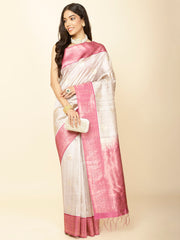 Zari Border Booti Woven Tussar Saree