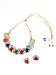 Multicolor Stone Necklace Set With Earrings