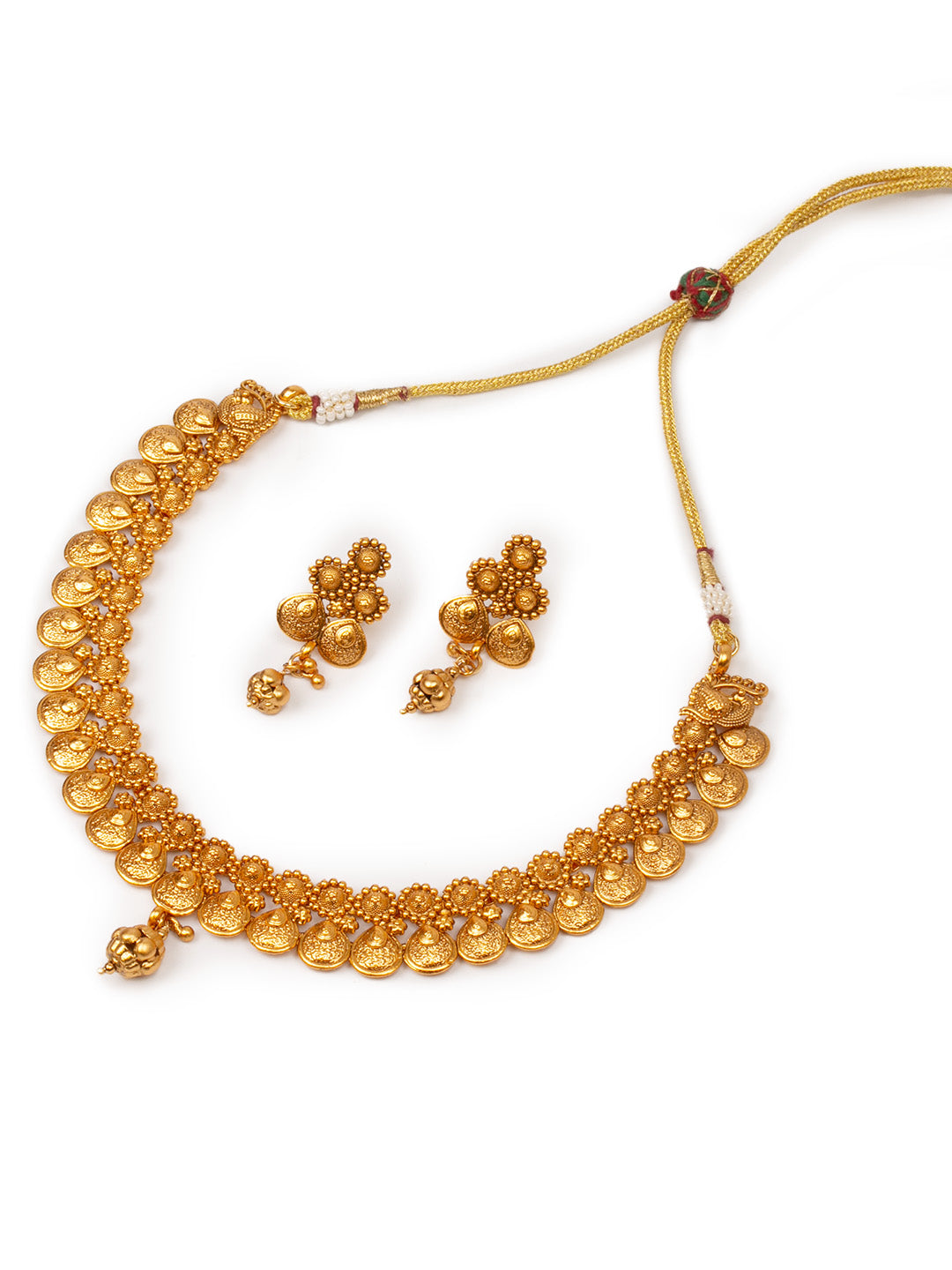 Antique Golden Necklace Set With Earrings