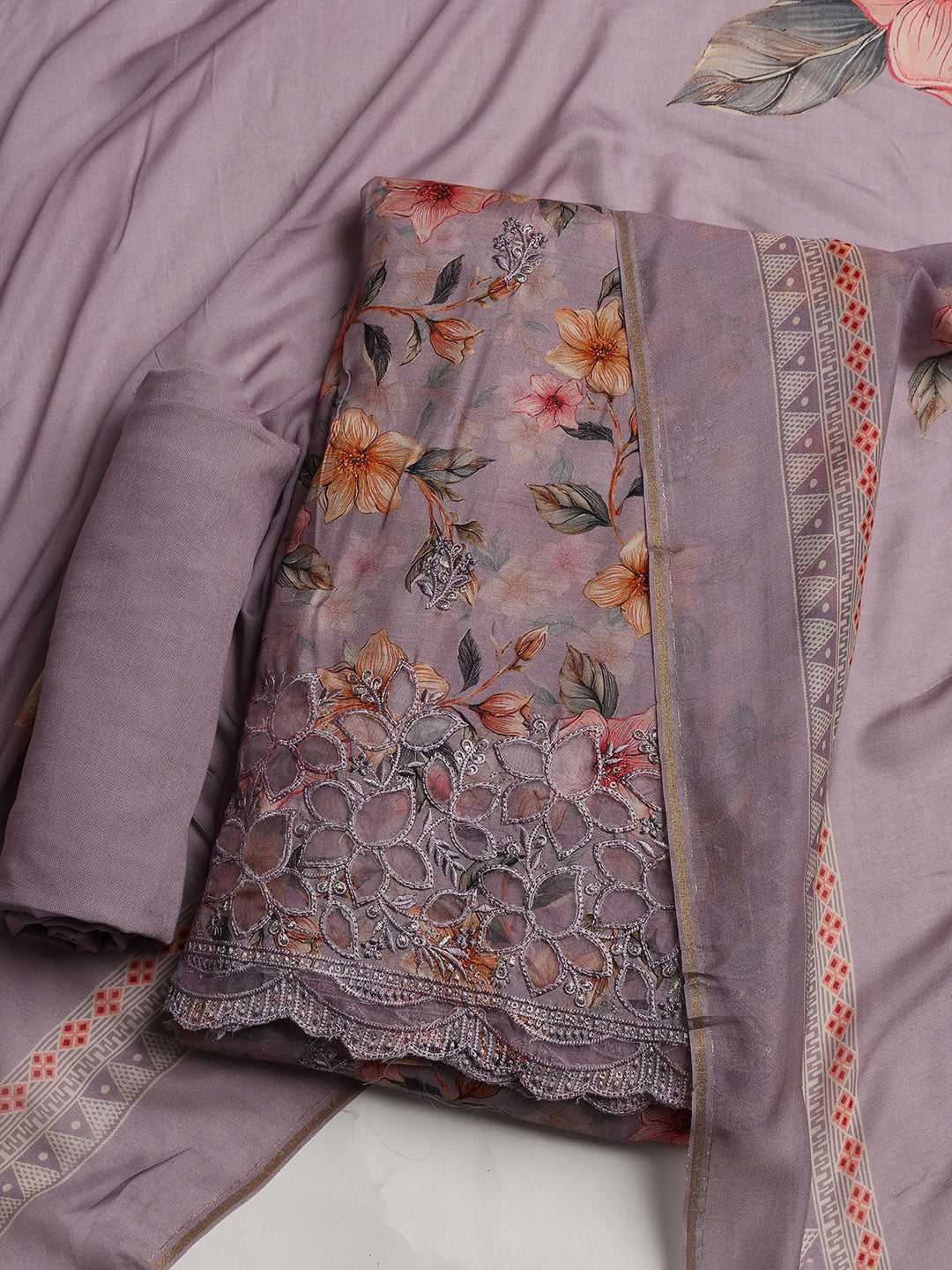 Printed Muslin Unstitched Suit With Dupatta
