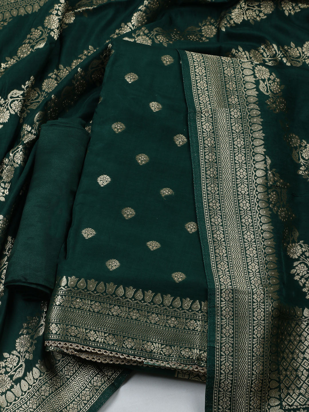 Woven Design Chanderi Unstitched Suit With Dupatta